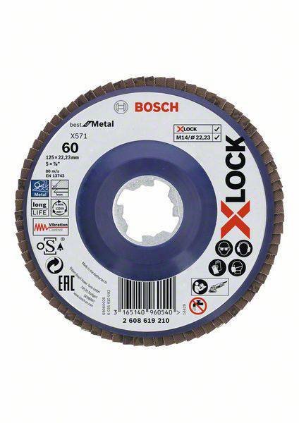 Žiedlapinis šlifavimo diskas BOSCH X-Lock, 125 mm, K 60 mm - 2