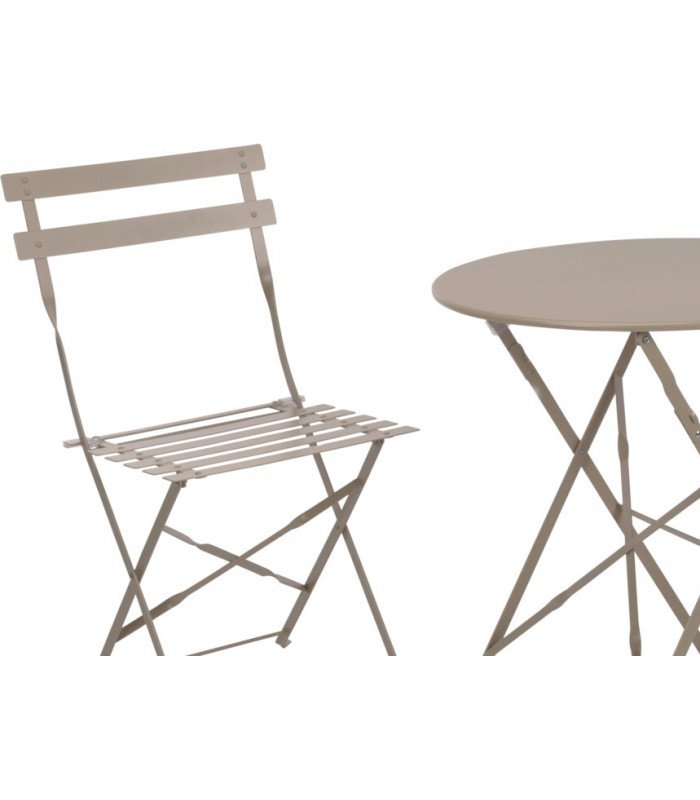 Metalinių lauko baldų komplektas BISTRO, 2 kėdės, 1 staliukas, rusvos sp. - 3