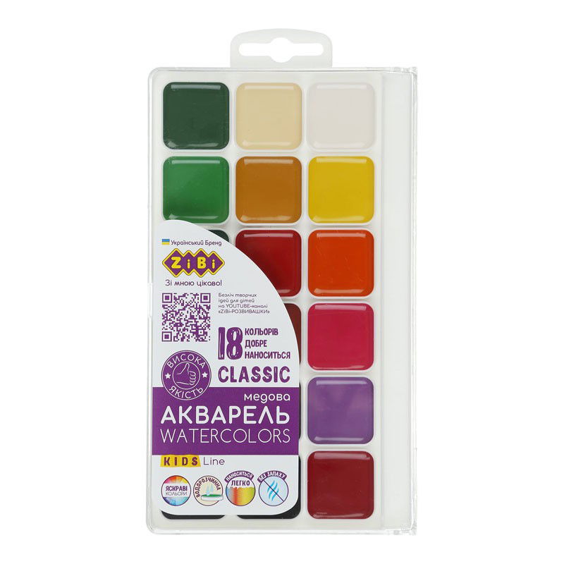 Akvarėlė ZIBI CLASSIC KIDS Line 18 sp.