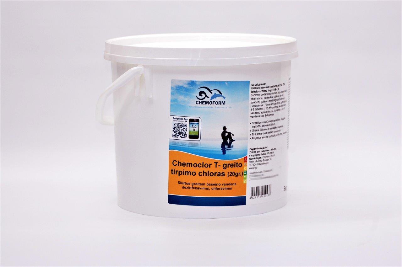 Greitai tirpstantis chloras 20g tabletėmis, 5 kg-0