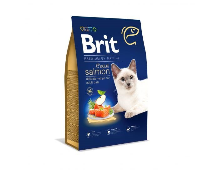 Sausas ėdalas katėms Brit Premium by Nature Cat Adult Salmon, 1.5 kg