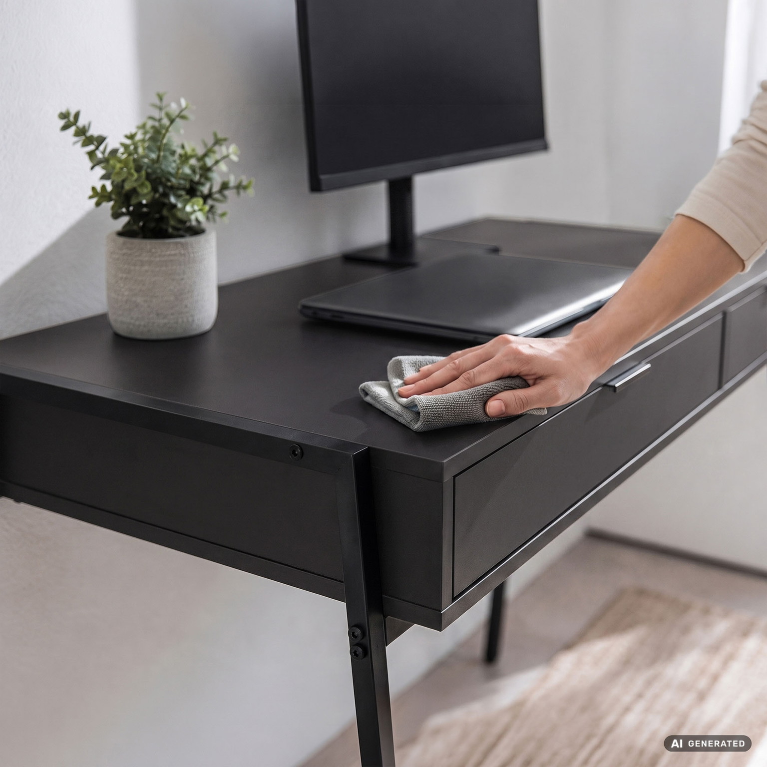 Rašomasis stalas su stalčiais Akord Furniture Factory Zentia, 100 cm x 45 cm, 80.5 cm, juoda sp. - 5