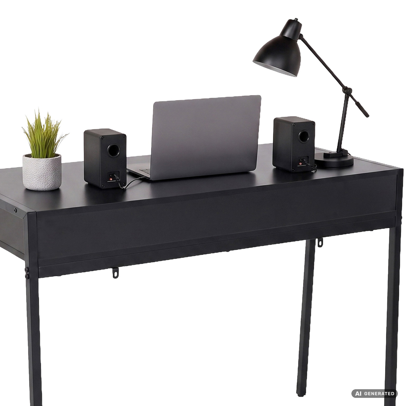 Rašomasis stalas su stalčiais Akord Furniture Factory Zentia, 100 cm x 45 cm, 80.5 cm, juoda sp. - 4