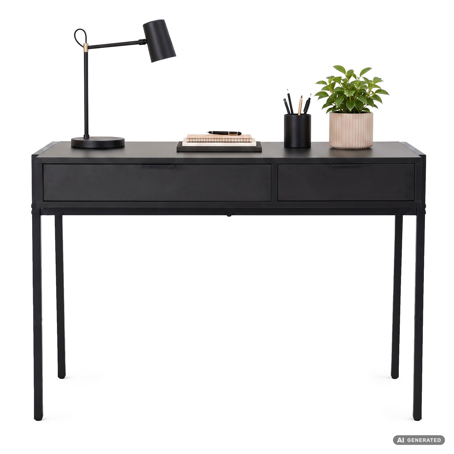 Rašomasis stalas su stalčiais Akord Furniture Factory Zentia, 100 cm x 45 cm, 80.5 cm, juoda sp. - 2