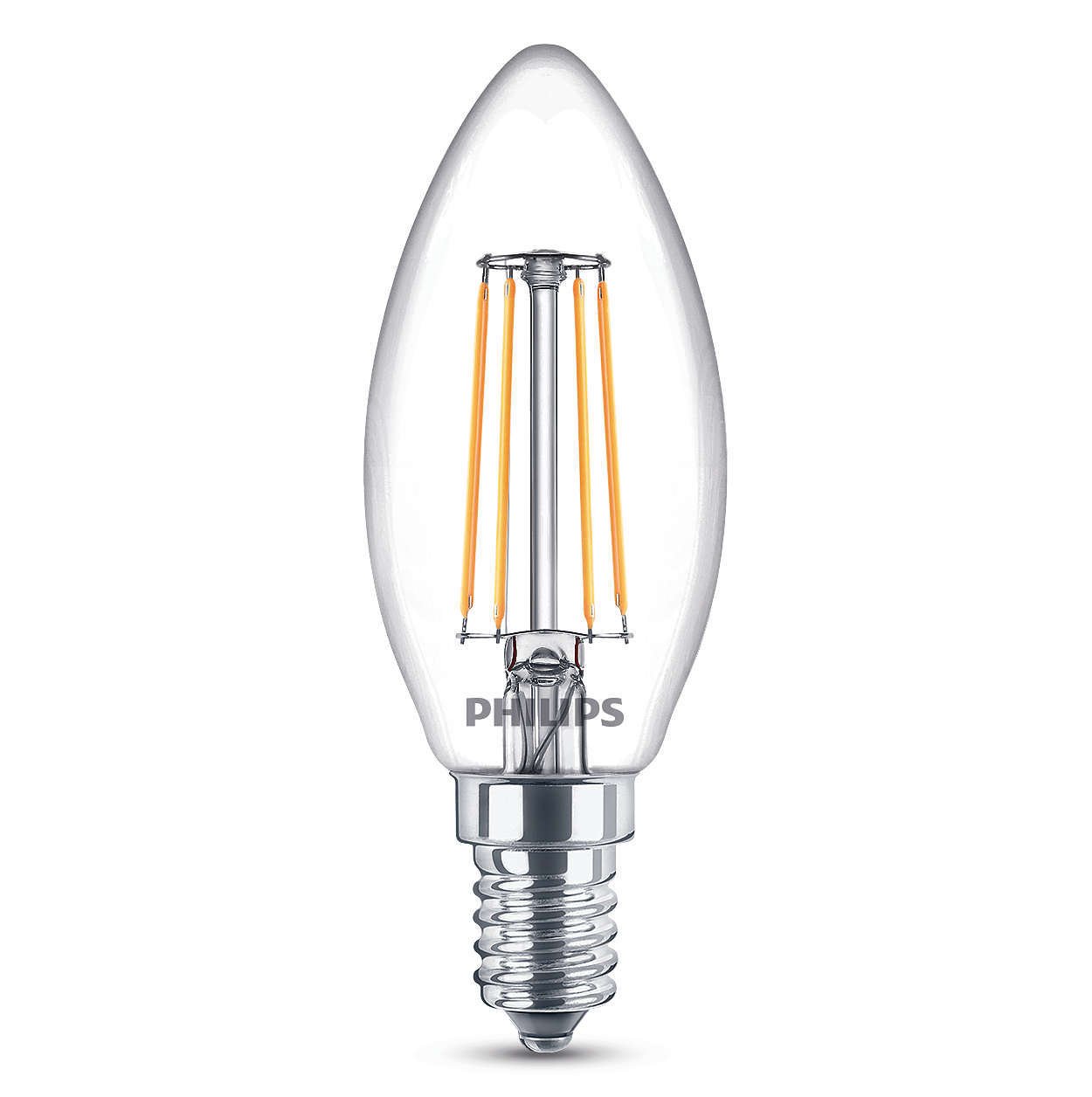 Dekoratyvinė šviesos diodų lemputė PHILIPS, B35, 4 W, E14, 470 lm, 2700K, atitinka 40 W