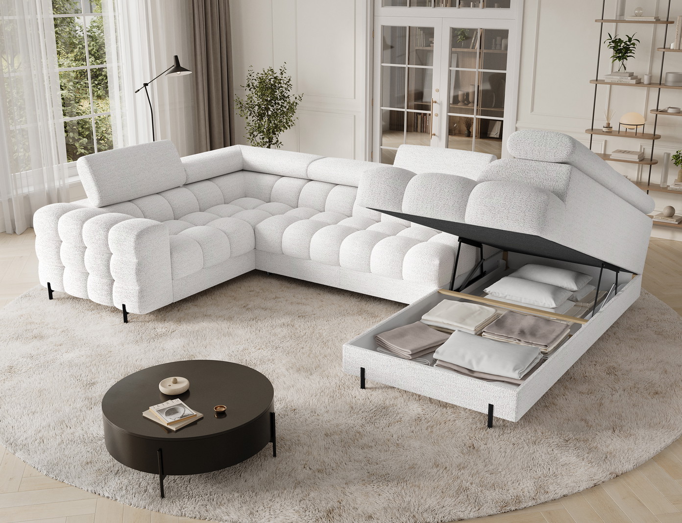 Kampinė sofa Fectory, balta sp., 205 x 346 cm x 93 cm - 6