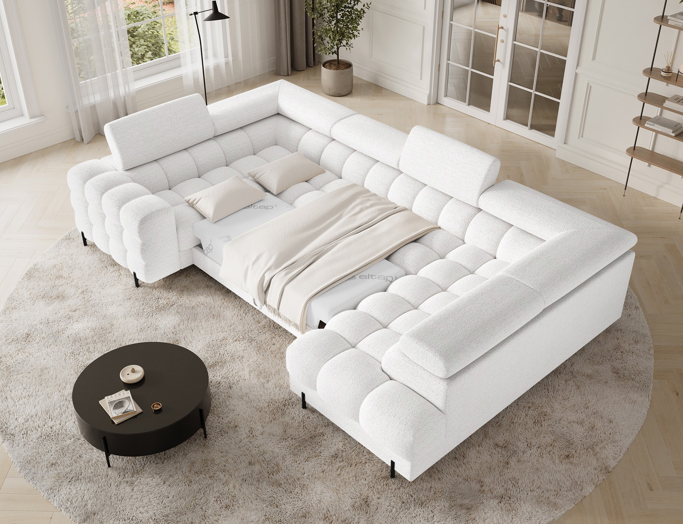 Kampinė sofa Fectory, balta sp., 205 x 346 cm x 93 cm - 5