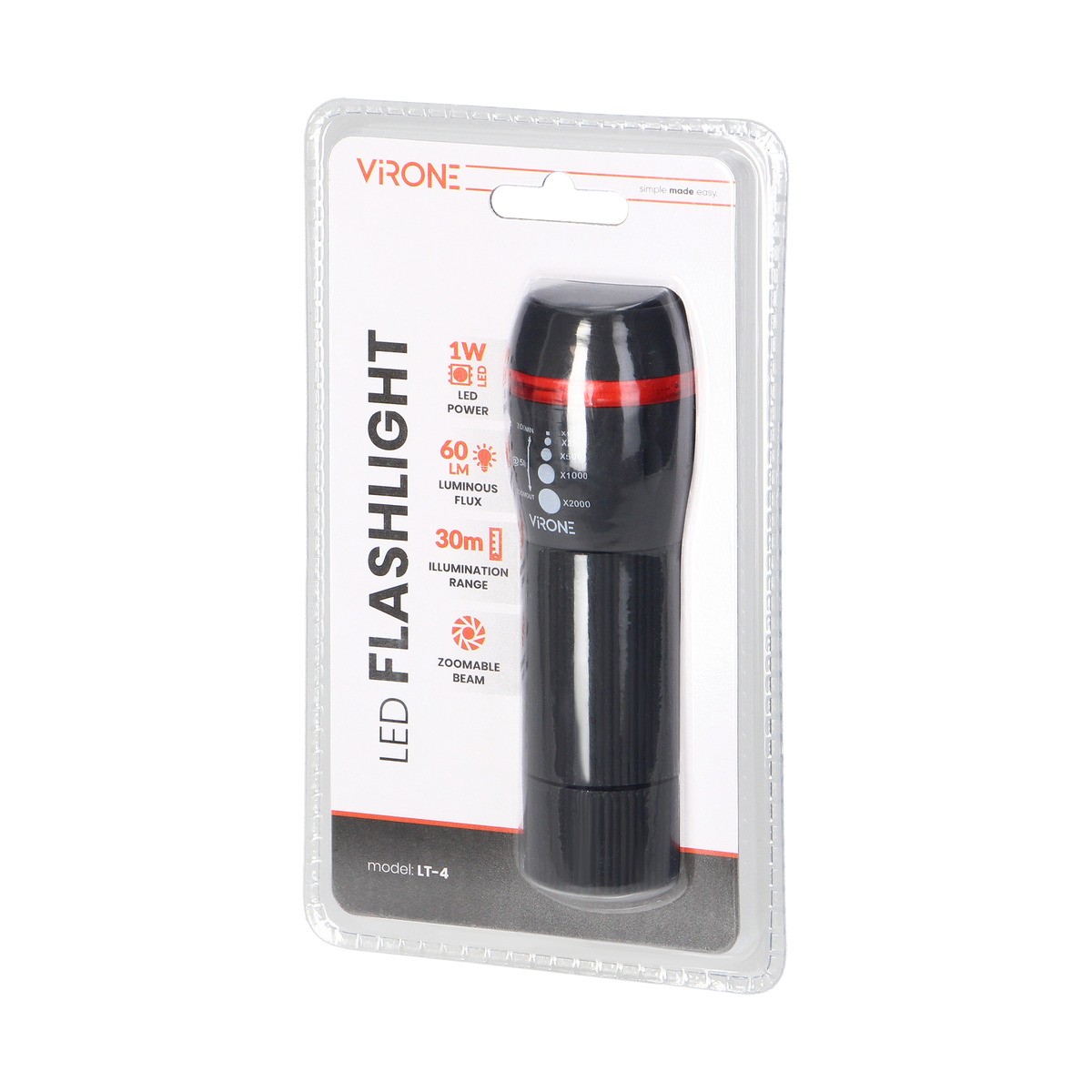 LED žibintuvėlis VIRONE, 10W, 60lm, elementai 3xAAA (neįeina), juodos spalvos - 4