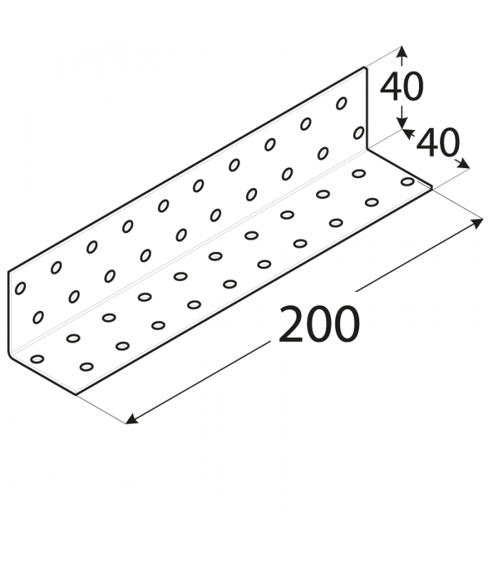 Montavimo kampas, 40x40x200x2,0mm, sustiprintas, cinkuotas-1