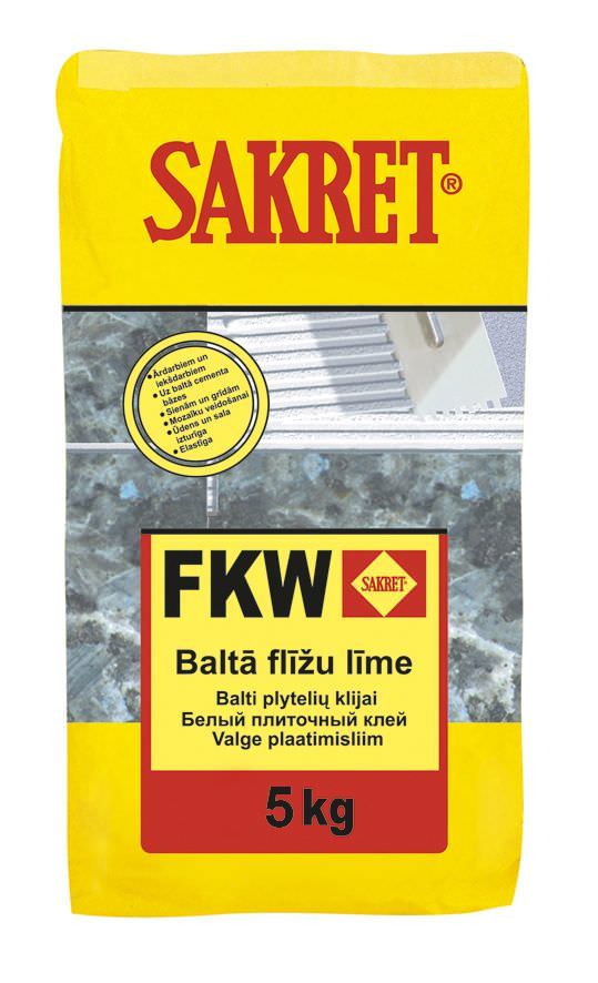 Plytelių klijai SAKRET FKW, padidinto elastingumo, baltos sp., 5 kg-0