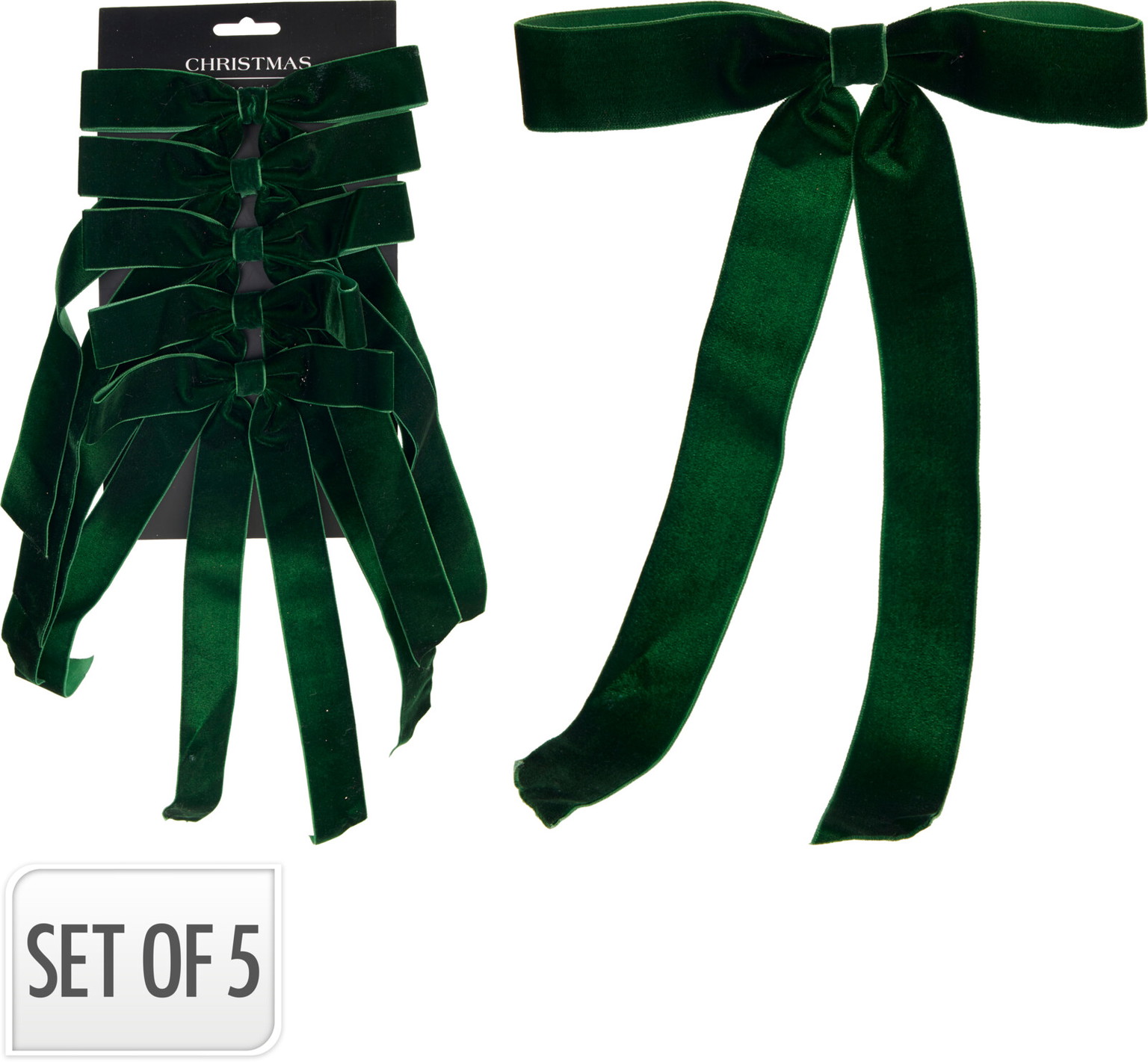 Kaspinų rinkinys VELVET BOW, žalios sp., 29 cm, 5 vnt-0