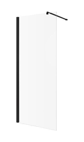 Dušo sienelė INVENA, skaidrus stiklas 8mm, 100 x 200 cm, juodas rėmas, su antikalkine danga-0