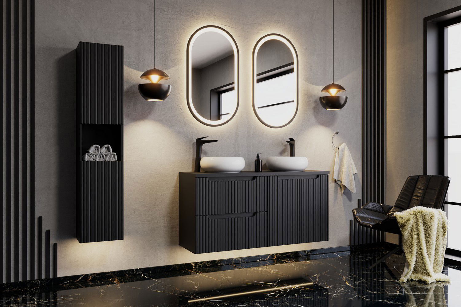 Vonios spintelė COMAD Nova Black D2 81-20-1D, juoda - 2