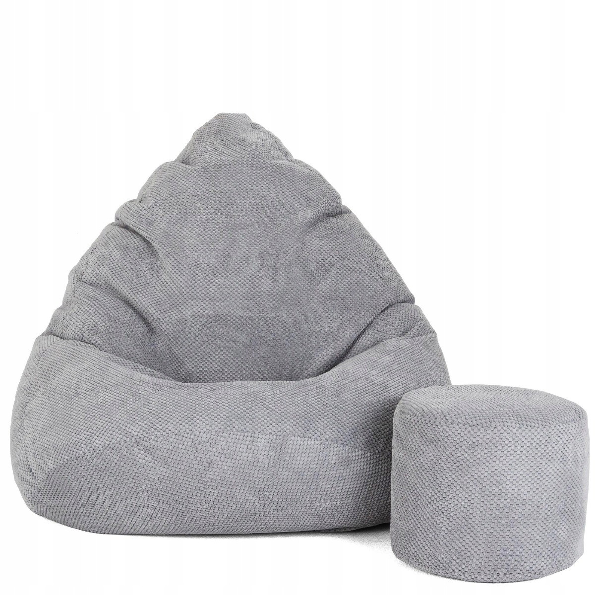 Sėdmaišis su pufu Mega Dot Velour XXL, 100x130 cm, šviesiai pilkas-0