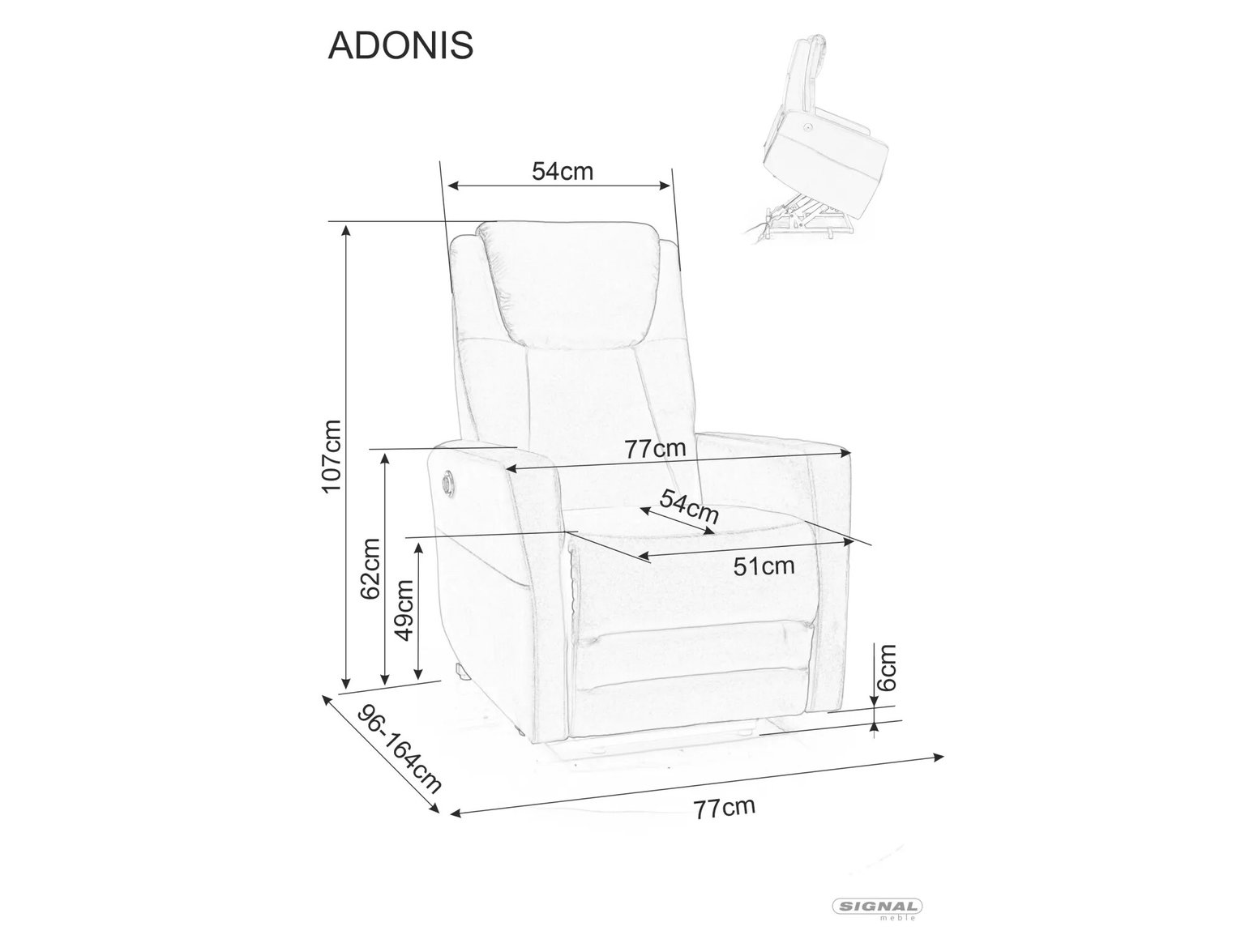 Fotelis ADONIS, tamsiai pilkas - 8