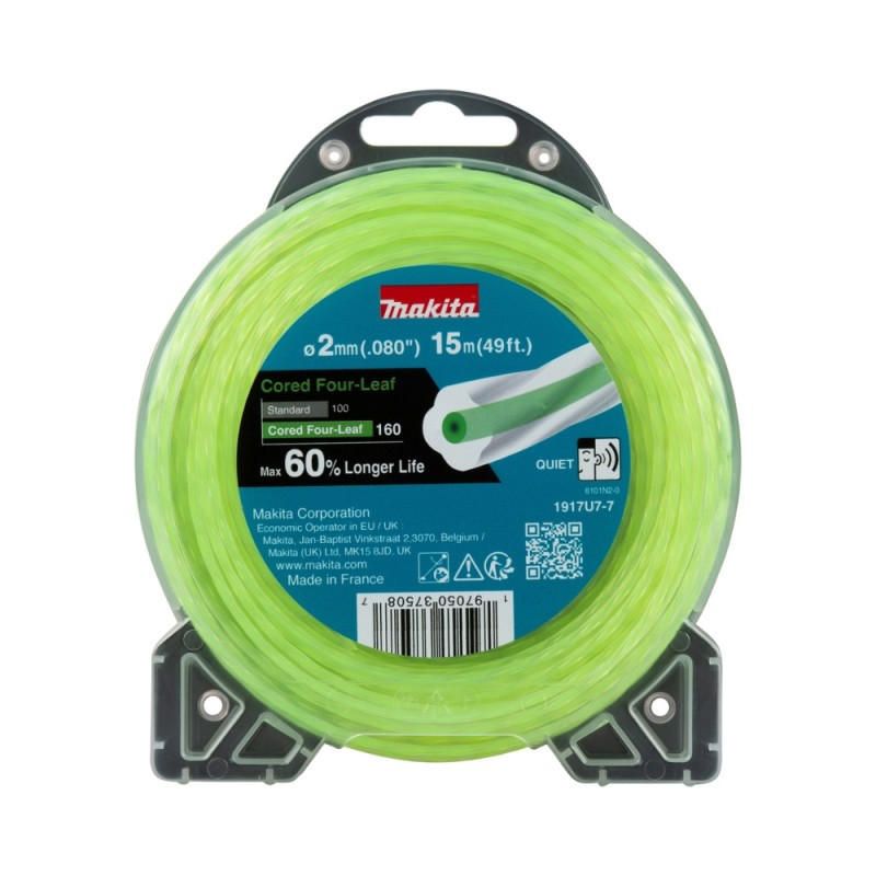 Spiralinis žoliapjovės pjovimo valas MAKITA, 2,0 mm x 15 m, nailoninis-0