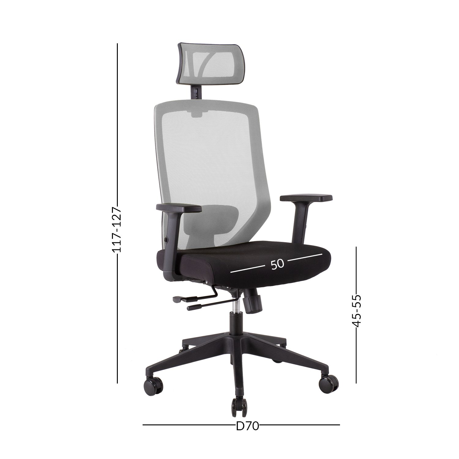 Biuro kėdė JOY, 64x64x115-125 cm, juoda/pilka - 4