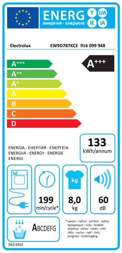 Džiovyklė ELECTROLUX EW9D787KCE-1