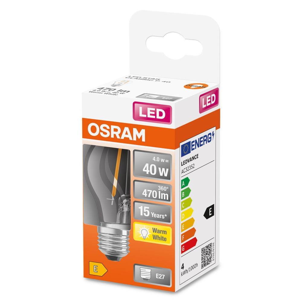 LED lemputė OSRAM Filament, E27, P40, burbuliuko formos, 4W, 2700K, 470lm, non-dim,skaidri - 2