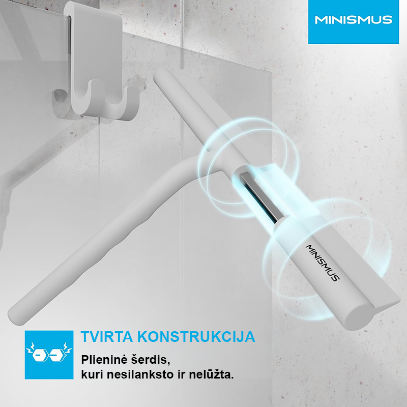 Silikoninis dušo valytuvas MINISMUS K 33 cm, baltas - 3