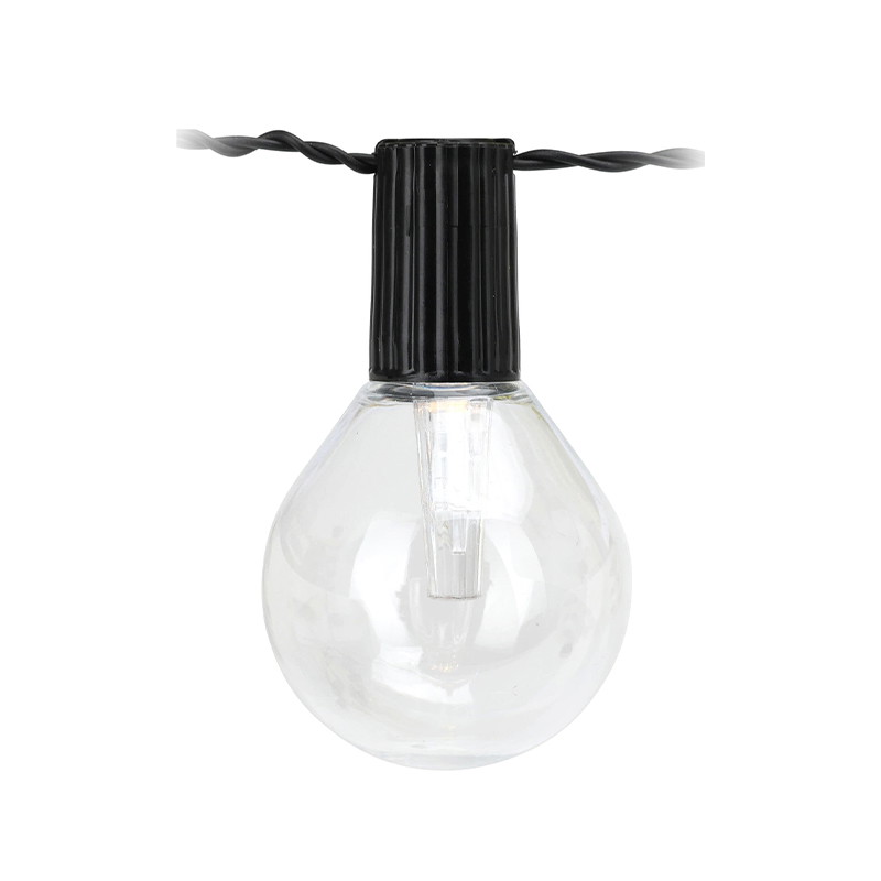 Terasų elektrinė girlianda PARTY BULBS TRANSPERENT įkraun. saulės energija 20LED šiltai balta 5,7m-0