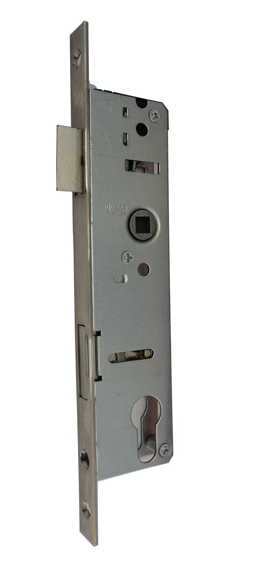 Įleidžiama spyna VEROFER plastikinėms durims , 92x25x15,nikelio sp.