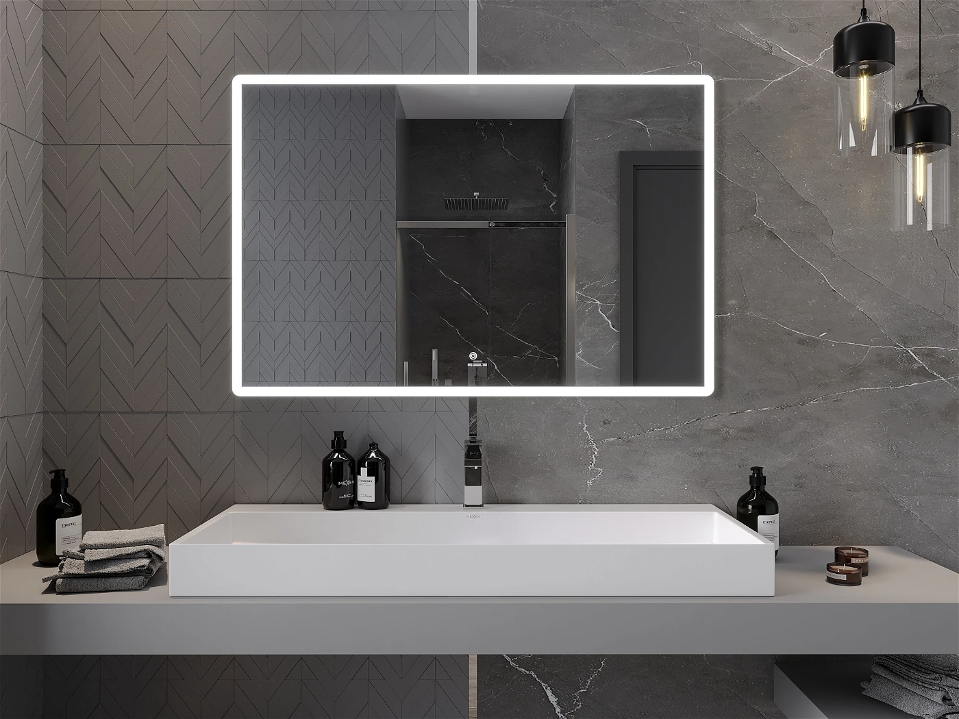 Vonios veidrodis Mexen Navia su LED apšvietimu ir šildymo kilimėliu, 120 x 80 cm - 4