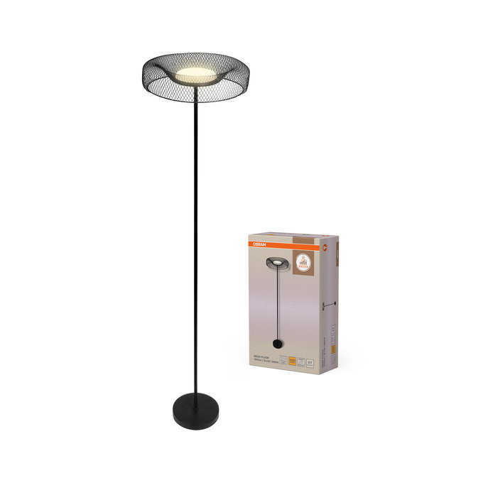 LED toršeras OSRAM MESH FLOOR, 18,5W 3000K 1930lm, plienas/medis, Ø40x161cm - 3