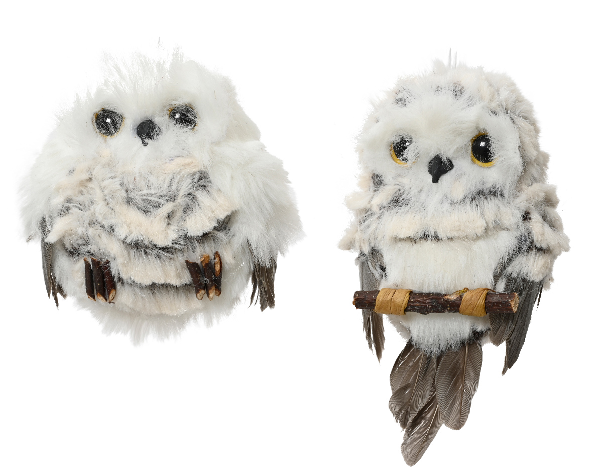 Kalėdinis eglės žaisliukas DECORIS Forest Owl, 2 rūšys, pilkos sp., 6 x 8 cm, 1 vnt