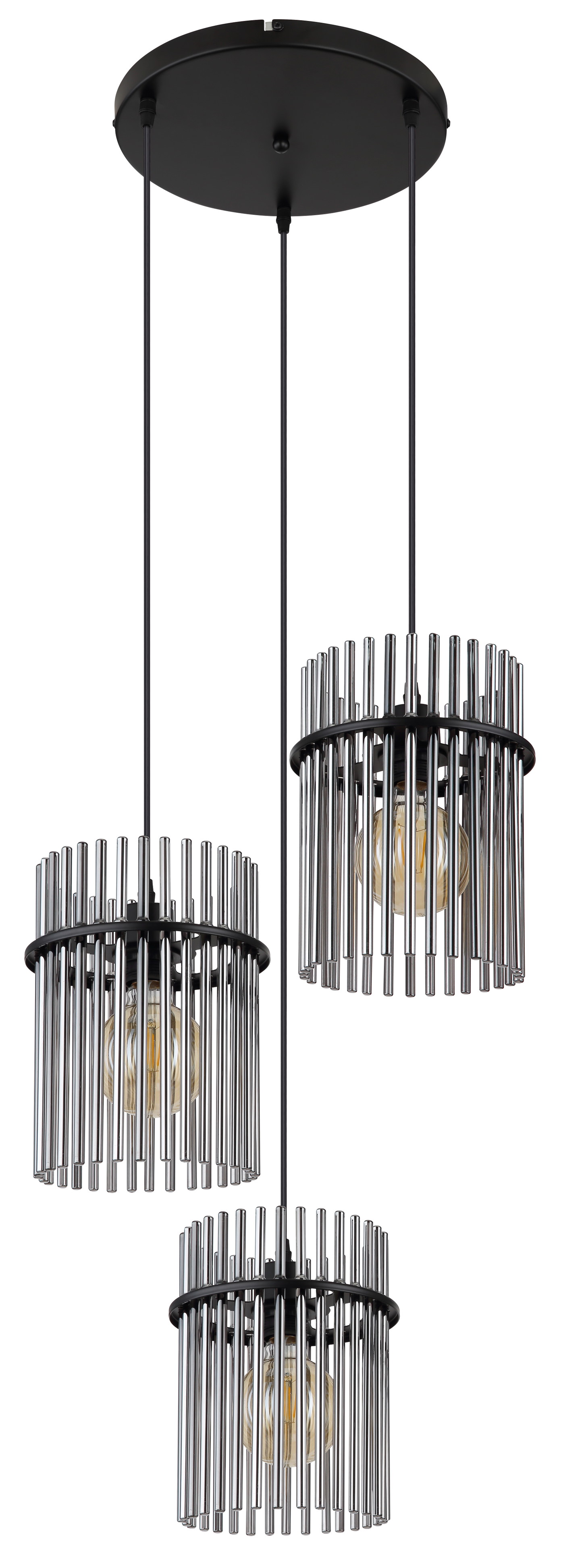 Pakabinamas šviestuvas GLOBO GORLEY, 3xE27, 60W, 230V, metalinis, juodos sp, ø47x140cm-1