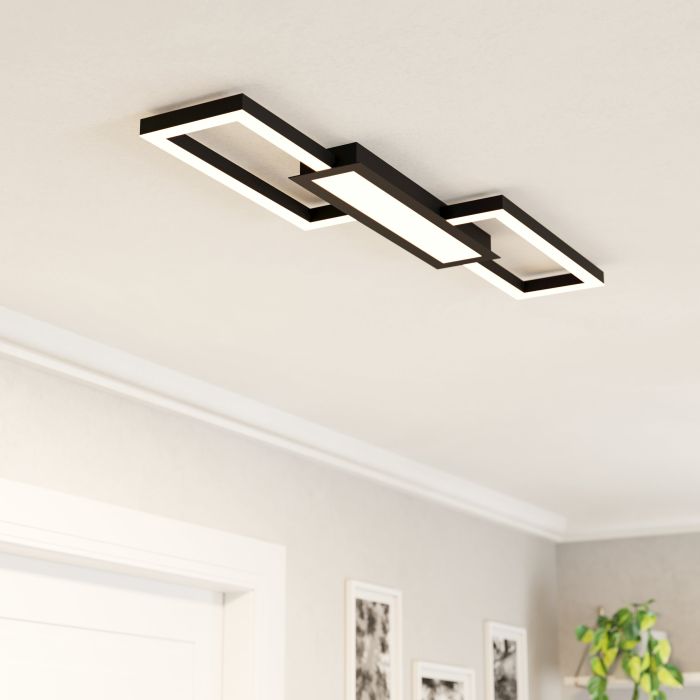 Lubinis LED šviestuvas EGLO MONIROTE, 37W 4450lm 3000-6500K 78x26x4,5cm, juodos/baltos sp.-1
