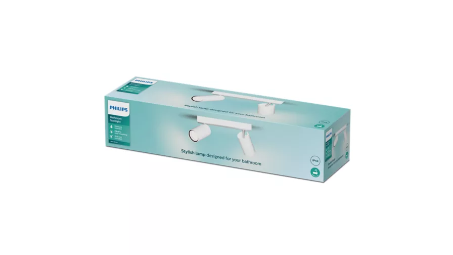 Taškinis LED šviestuvas PHILIPS IDRIS, IP44, 2xGU10, max 2x5W, baltos sp., 8,3x24x12cm - 3