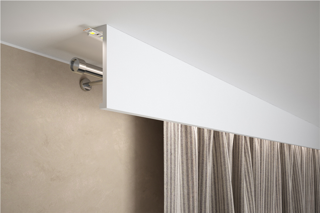Metalinis karnizas su plastikine išpjova LED juostai LK2, baltos sp., 200 x 12 x 4 cm-0