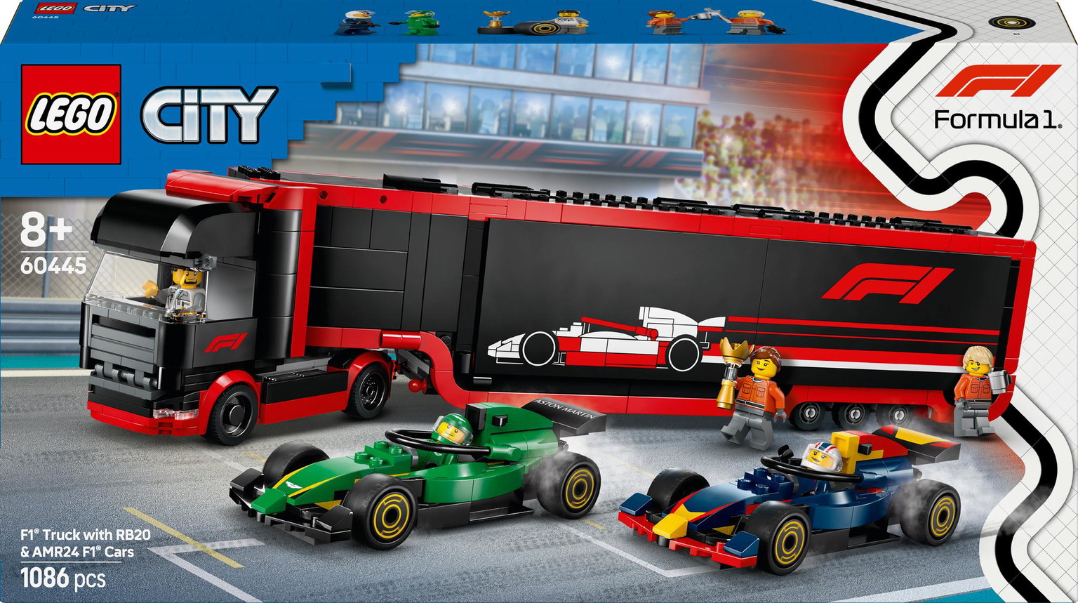 Konstruktorius LEGO City F1® Truck with RB20 & AMR24, 60445 - 1