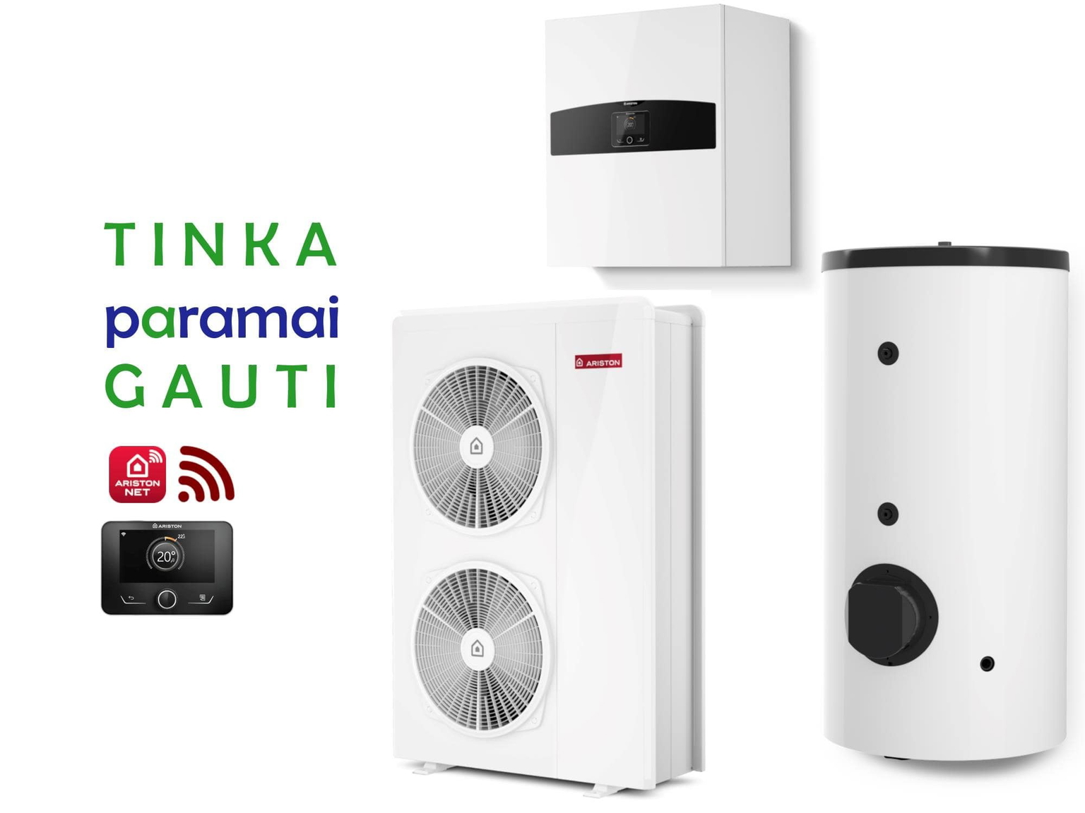Šilumos siurblys Oras-Vanduo Ariston Nimbus R32, Flex, 150 S T Net 16.90 kW Φ3, su 190l vandens šildytuvu ir Wi-Fi-0