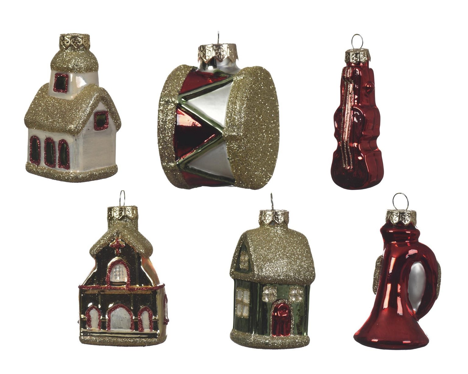 Kalėdinis eglės žaisliukas FIGURINE GLASS, įvairių rūšių, 3 x 4,6 x 7,6 cm, 1 vnt.