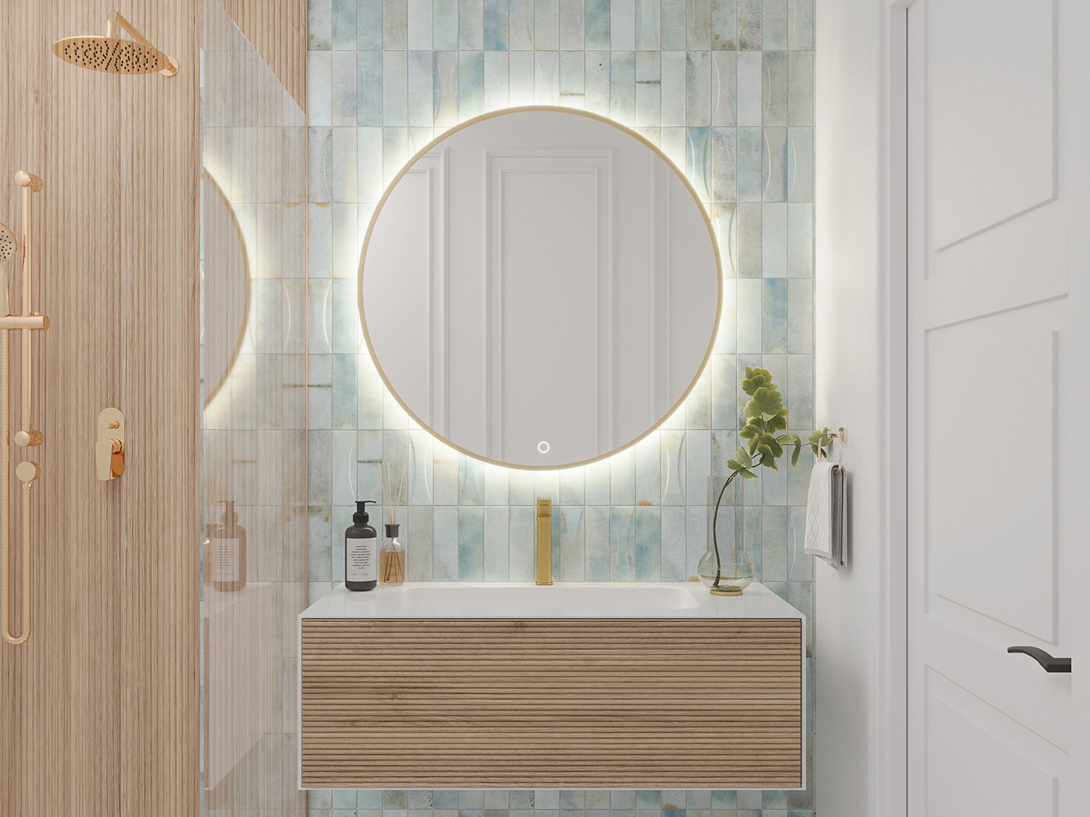Vonios veidrodis su LED apšvietimu Gerbinie A, 80x80x2 cm - 3