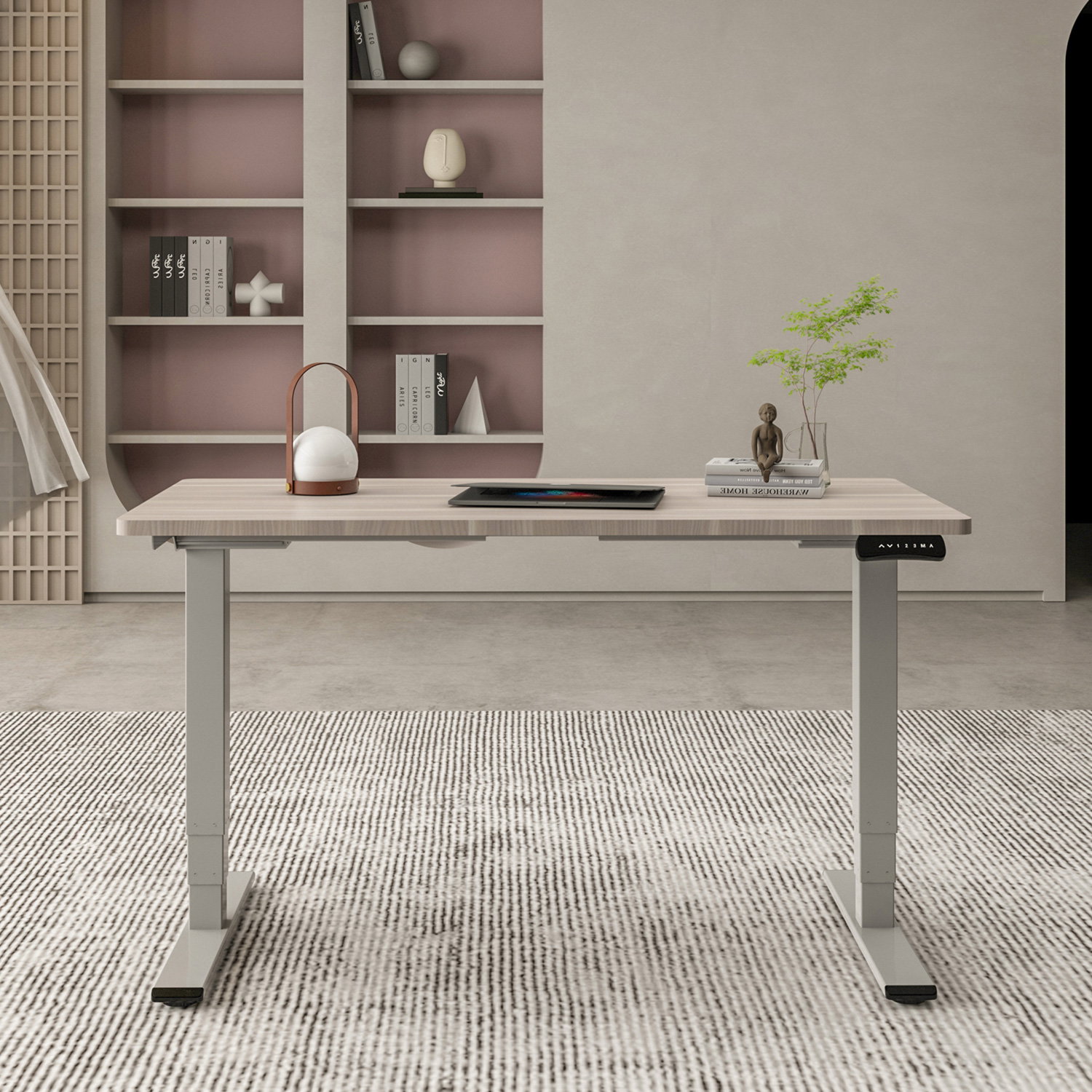 Rašomasis stalas su pakėlimo mechanizmu ERGO OPTIMAL, 160x80 cm, balta/pilka - 5