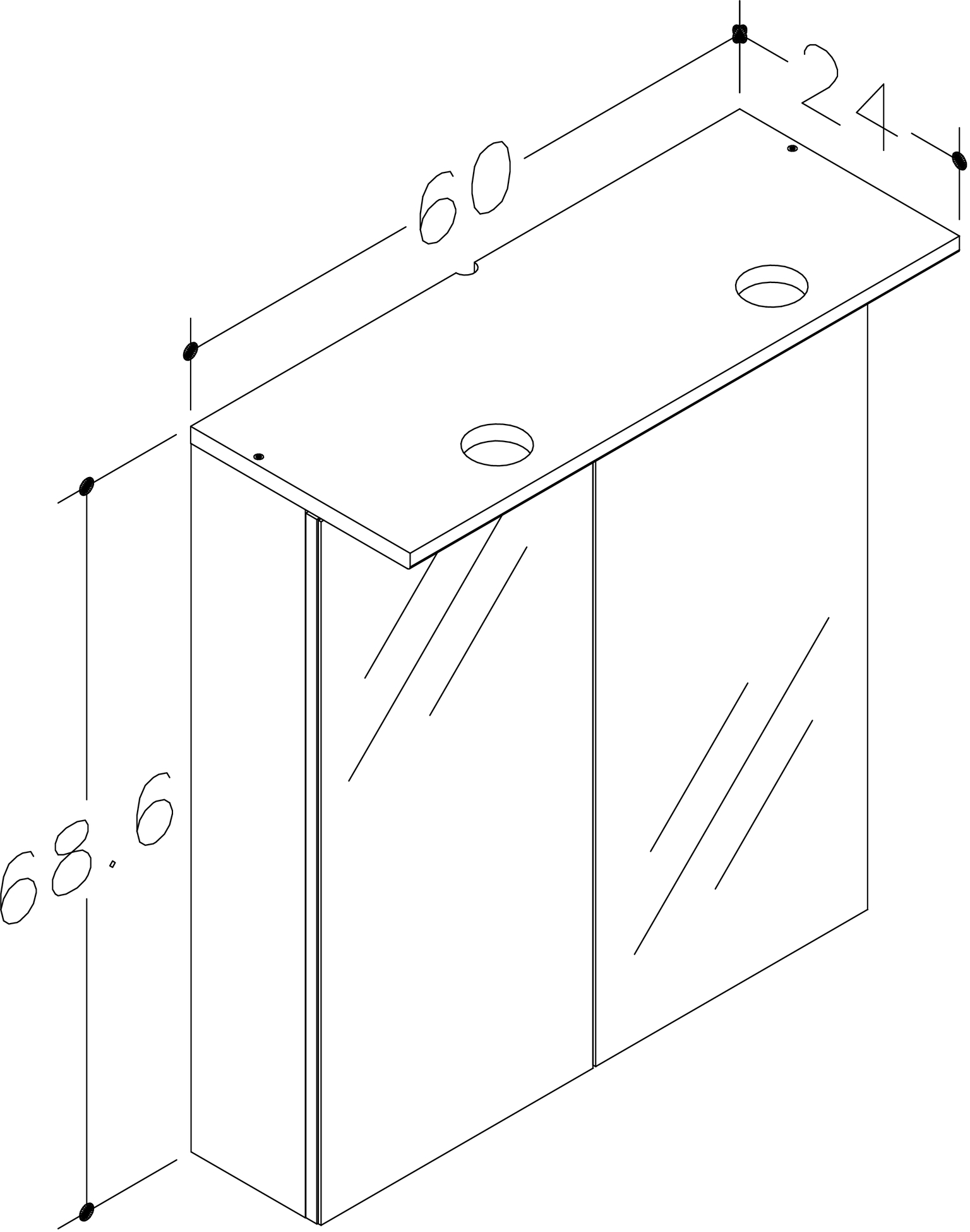 Vonios spintelė RB BATHROOM TETRA, su veidr., LED apšvietimu, baltos sp., 60 x 69 x 24 cm-1