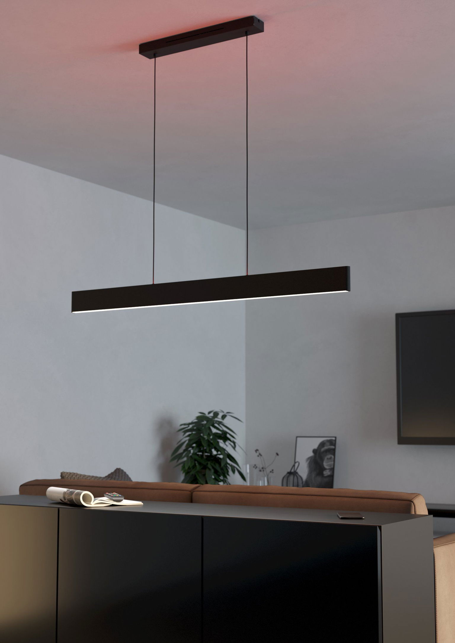Lubinis LED šviestuvas EGLO Andreas, 2x19W, RGB, 4320lm, juodos sp., 117 x 7 x 110 cm-1