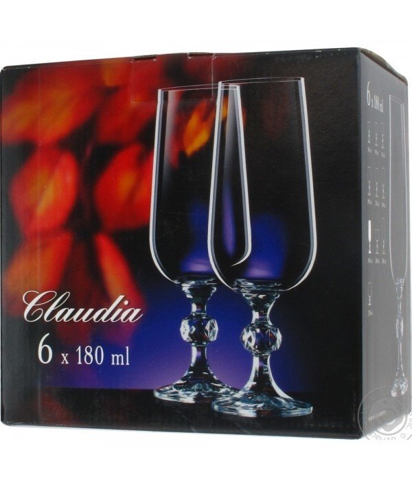 Šampano taurės BOHEMIA Claudia, 180 ml, 6 vnt. - 2