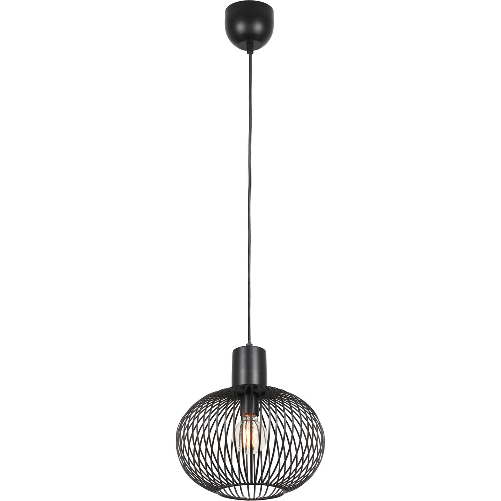 Pakabinamas šviestuvas TRIO GILA, 1 x E27, max 10W, IP20, juodos sp., ø33 x 150 cm-0