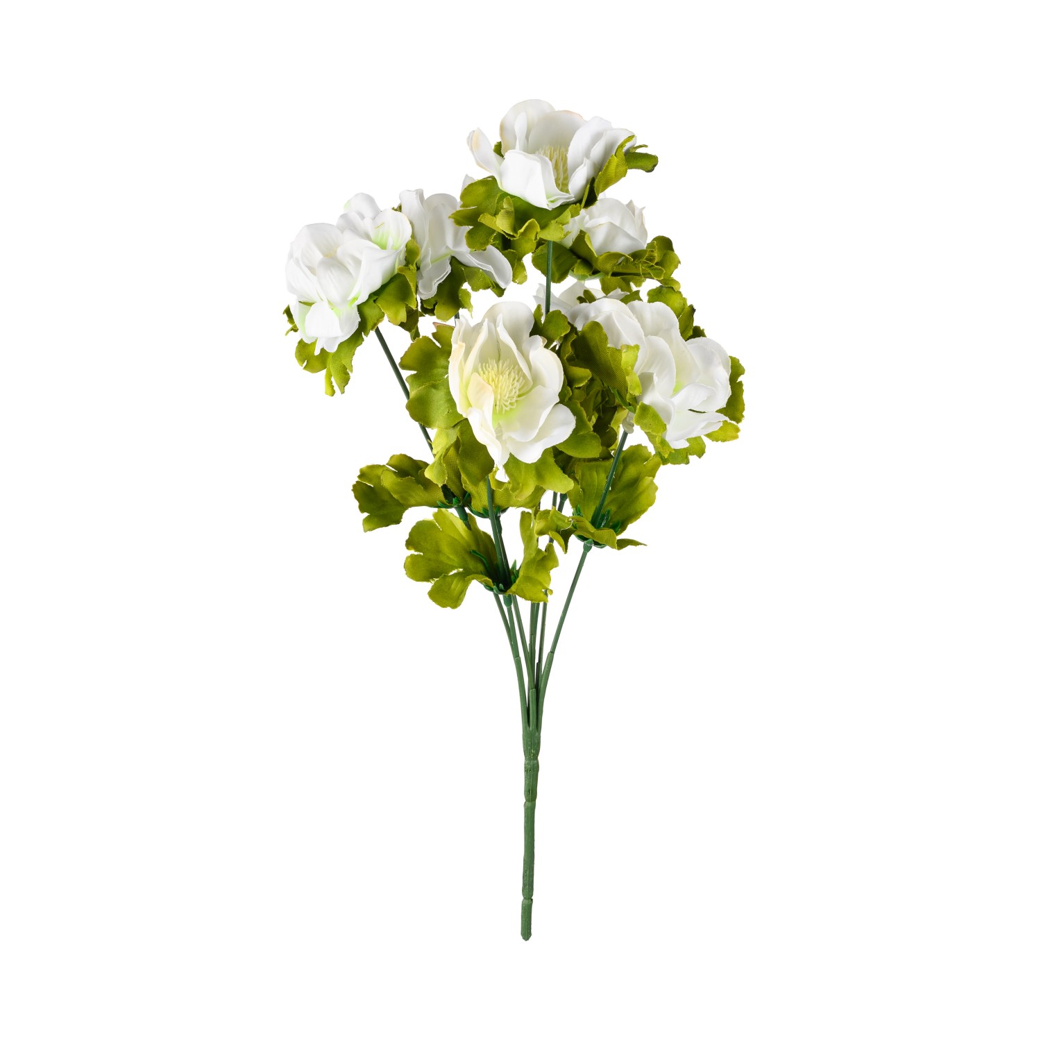 Dirbtinių gėlių puokštė ELEMENTS FLOWER BUSH, baltos sp., 7 žiedai, 12 x 33 cm-0