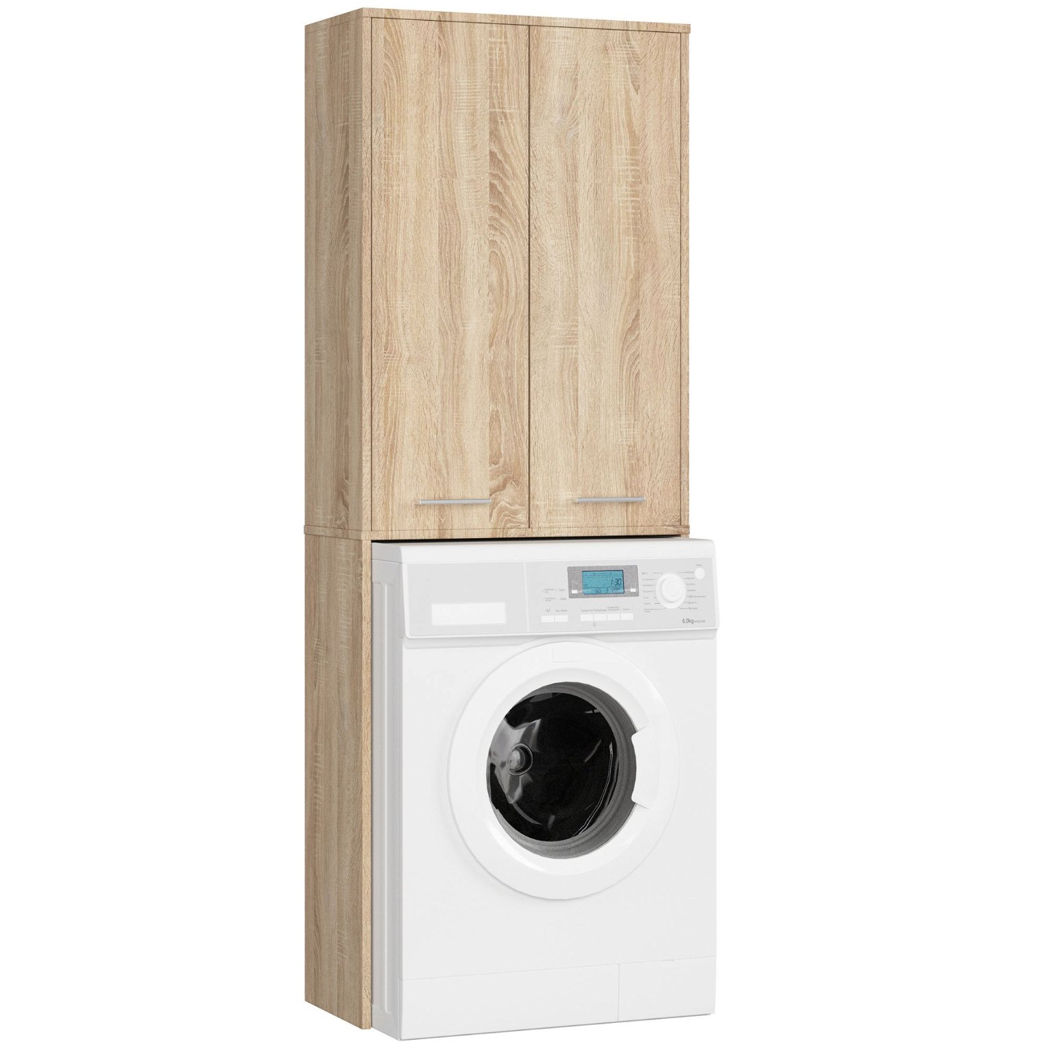 Pastatoma vonios spintelė virš skalbimo mašinos FIN 2D, 60 cm, ąžuolo sonomo