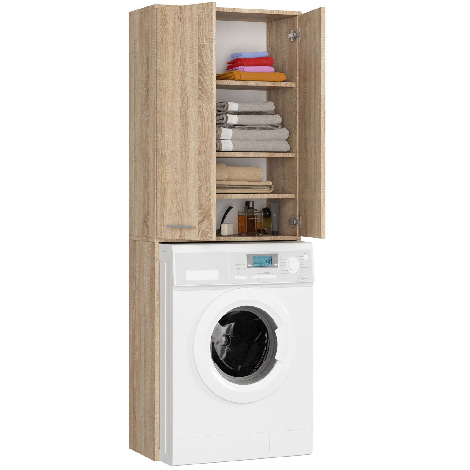 Pastatoma vonios spintelė virš skalbimo mašinos FIN 2D, 60 cm, ąžuolo sonomo - 2