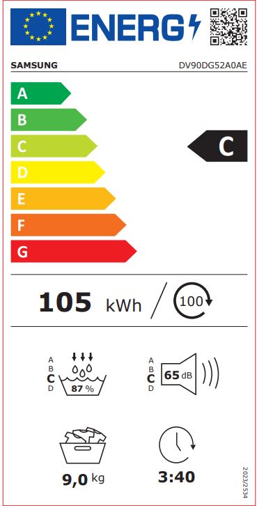 Džiovyklė SAMSUNG DV90DG52A0AELE, 9 kg - 4