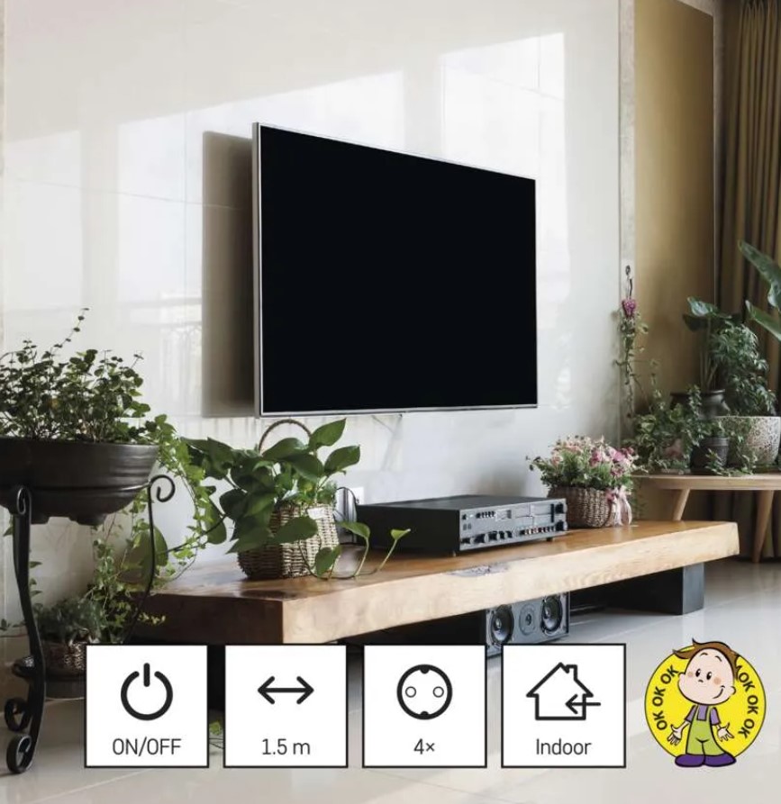 Ilgiklis EMOS, 6 lizdai, 1,5 m, jungtukas, juodos sp. - 4