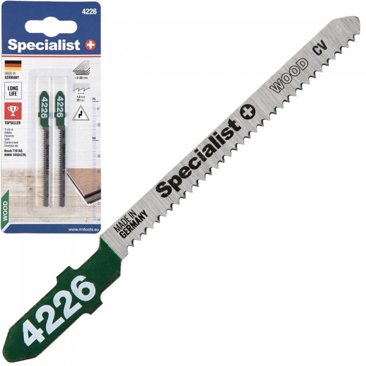 Siaurapjūklio pjūkleliai SPECIALIST+, 50/75 mm, T101AO, 20 TPI, CRV, medienai 2-20 mm, 2 vnt.-0
