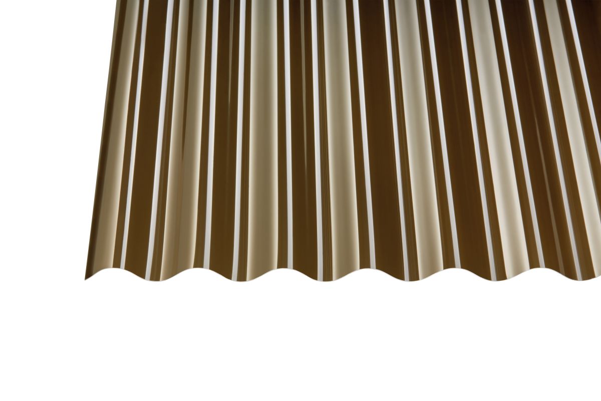 Monolitinio polikarbonato lakštas GUTTA 76/18 Sinus, bronzos sp., 2000x1045x0,8 mm - 1