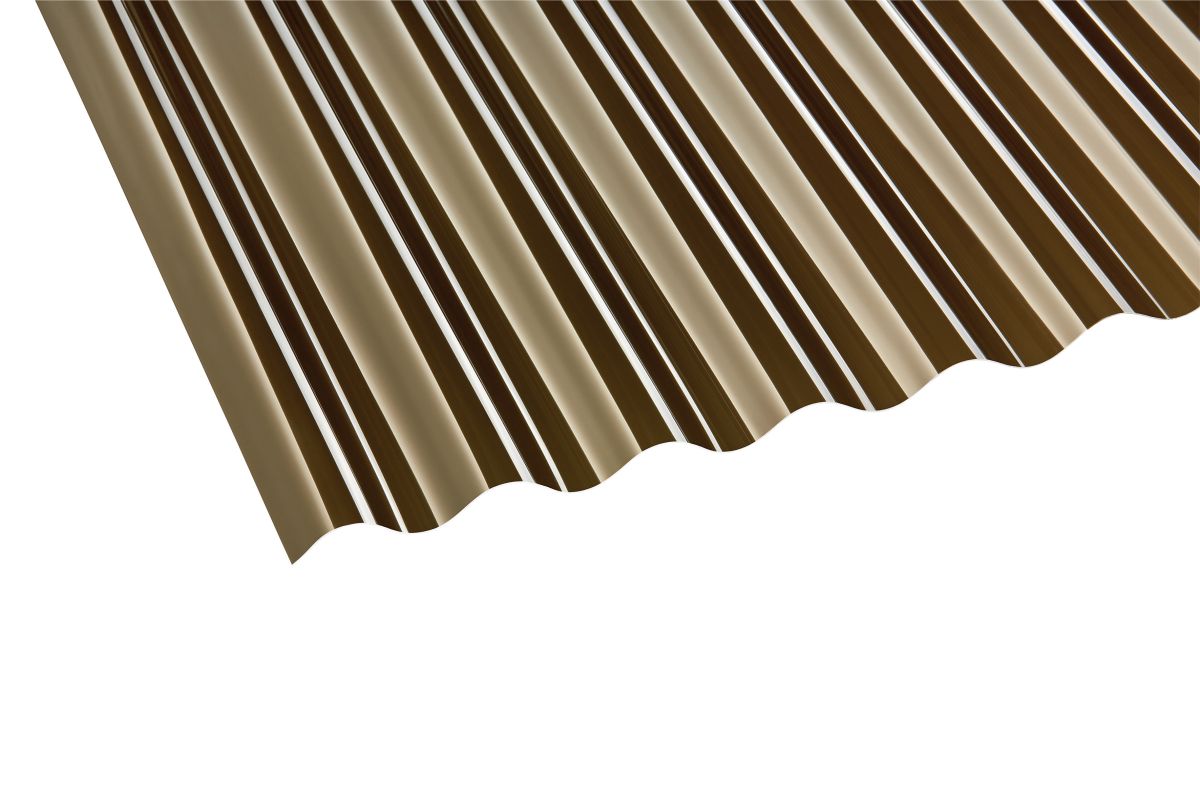 Monolitinio polikarbonato lakštas GUTTA 76/18 Sinus, bronzos sp., 2000x1045x0,8 mm - 2
